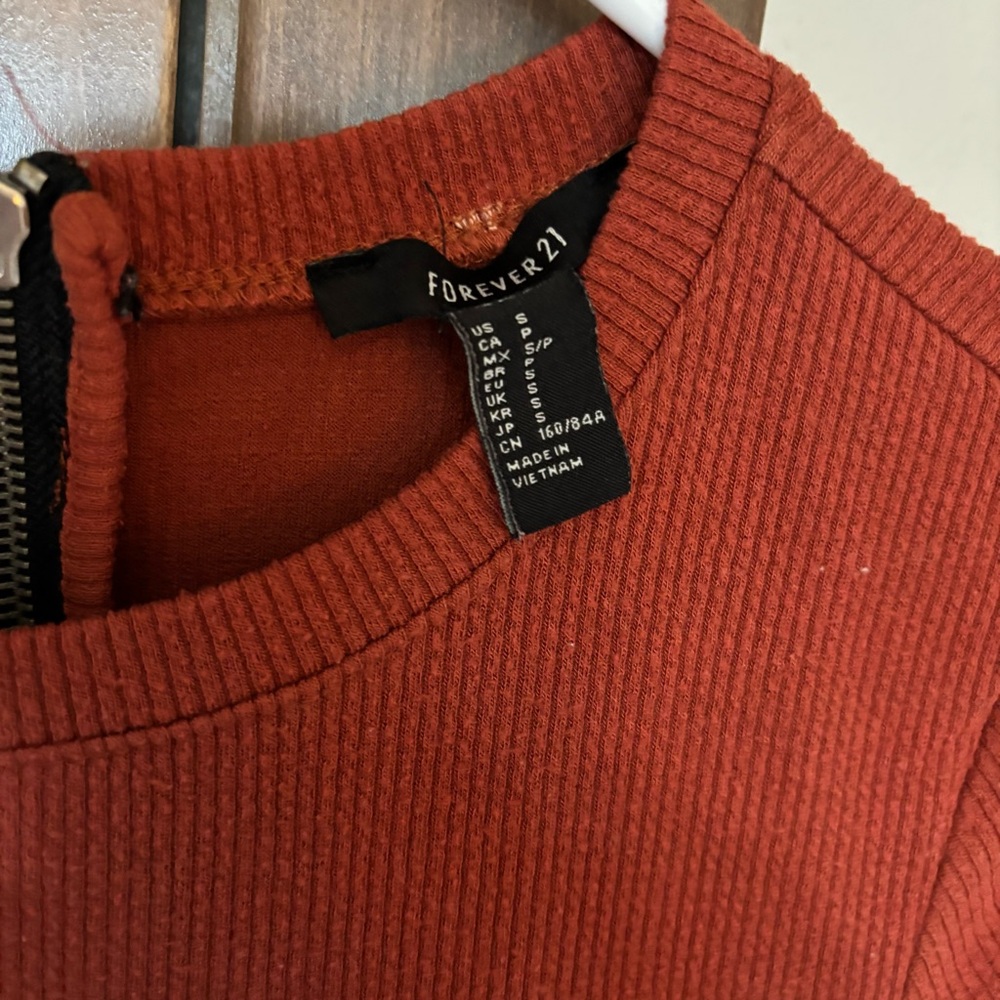Forever 21 Fitted Ribbed Bodycon Dress Red Orange Size S - Picture 4 of 4